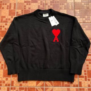 Ami big logo black knitted pullover