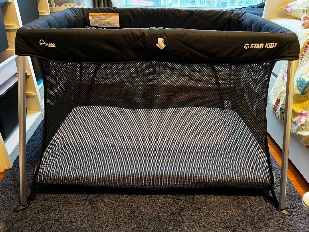 Amico Plus Light Travel Cot Portacot - Black - Star Kidz