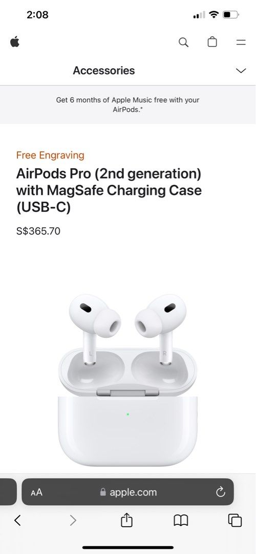Apple AirPods Pro (2nd Generation) With MagSafe Charging Case (USB