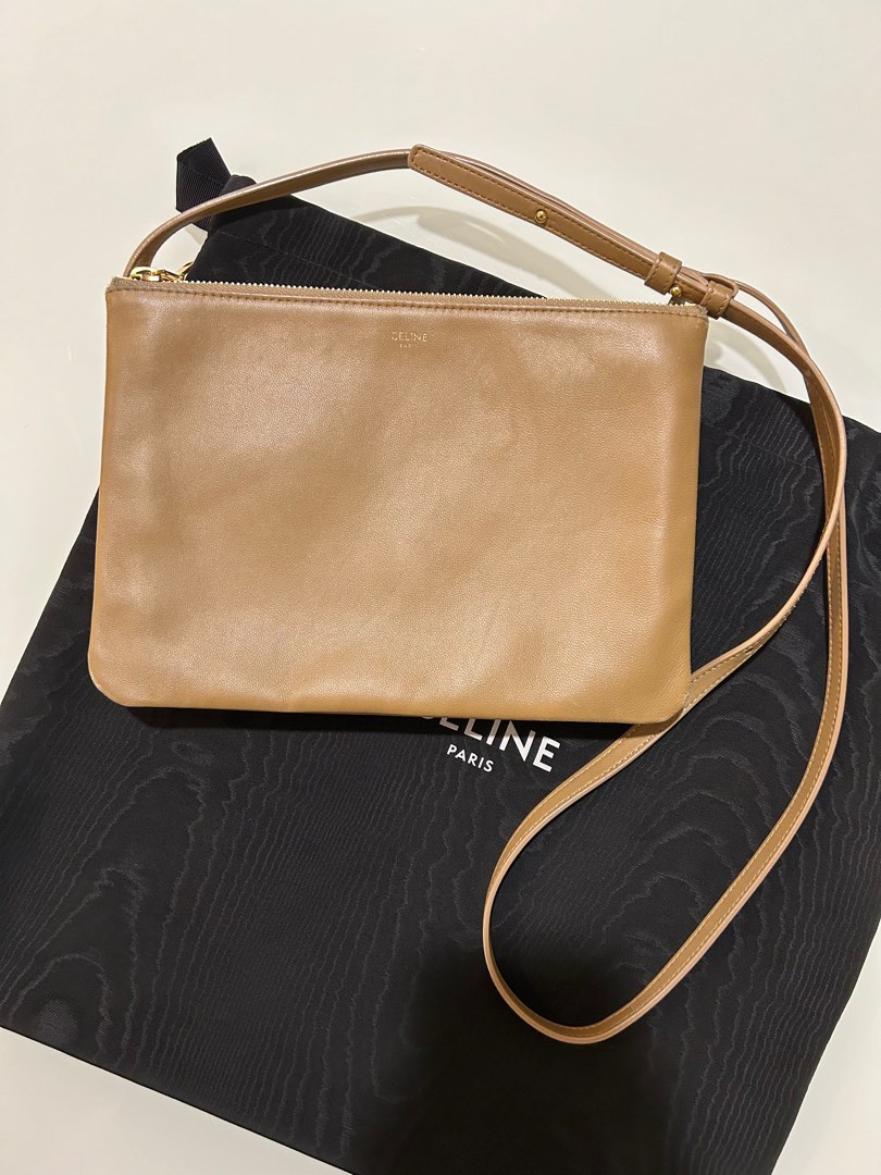 Authentic Celine Trio Large Leather Handbag in Caramel Luxury