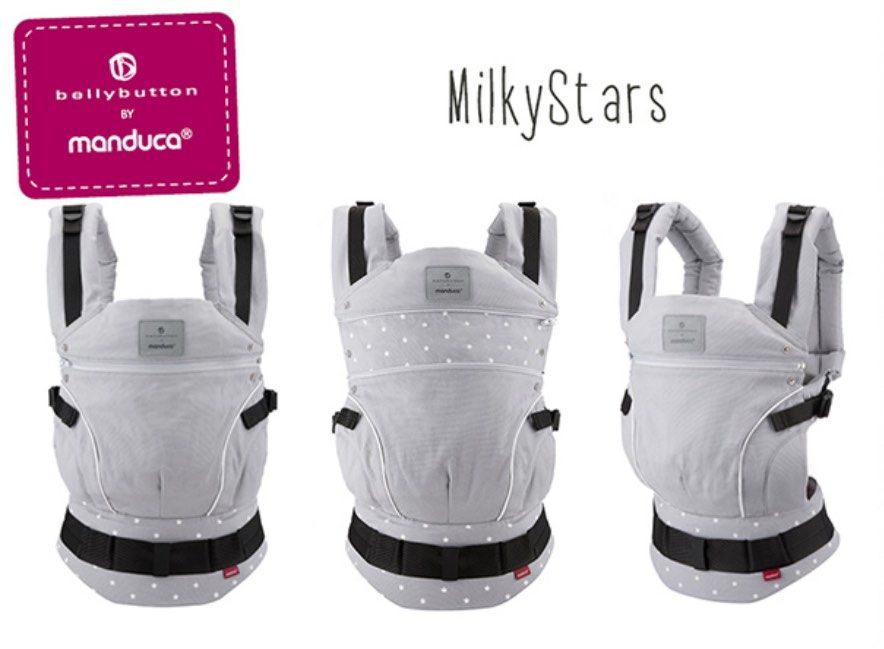 Bellybutton x Manduca Milky Stars Baby Carrier with infant insert