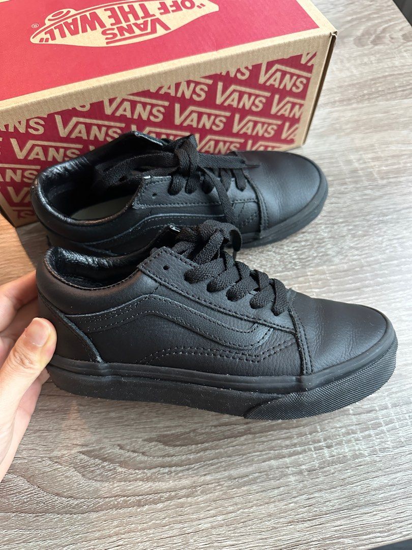BN Vans black leather shoes black school shoes