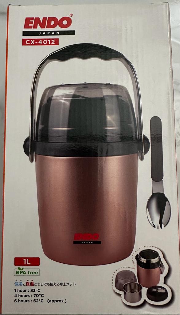 BNIB Endo 1L thermal food container, Furniture & Home Living