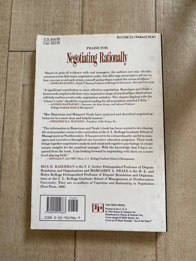 Negotiating Rationally Book Book - Negotiating Rationally, Hobbies & Toys, Books & Magazines ...