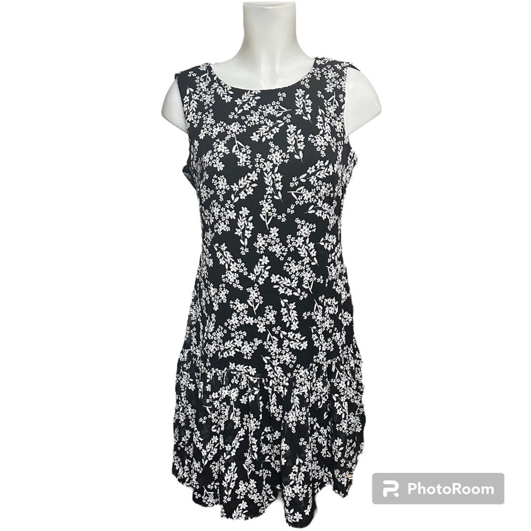 BRAND NEW CALVIN KLEIN ( SRP 5,700 ) floral print A line black & white  dress, Women's Fashion, Dresses & Sets, Dresses on Carousell