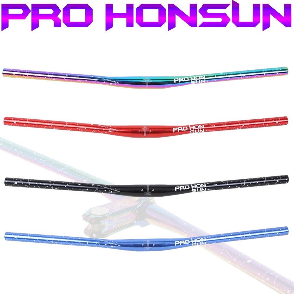 BRAND NEW IN STOCK PRO HONSUN 720 x 31.8mm MTB Cycling Bike Handlebar CNC High Strength Aluminum Alloy Rainbow Bicycle Handlebar Riser Handlebar