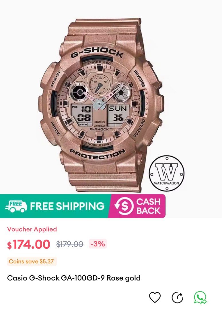 Casio G Shock GA 100GD 9 Rose gold