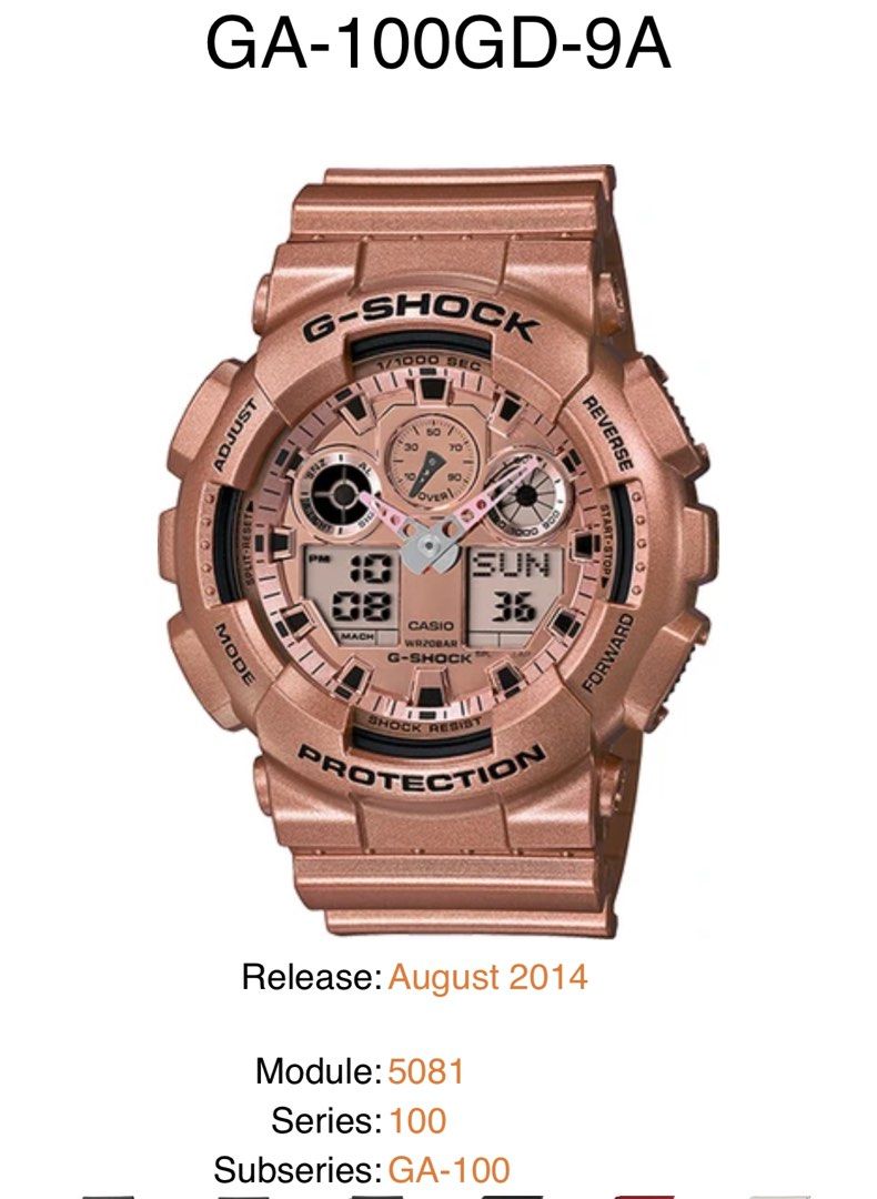 Casio G Shock GA 100GD 9 Rose gold