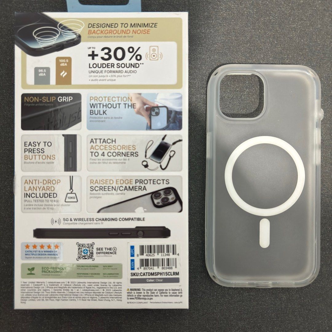 Catalyst Influence case (Clear) for iPhone 15 with MagSafe, Mobile