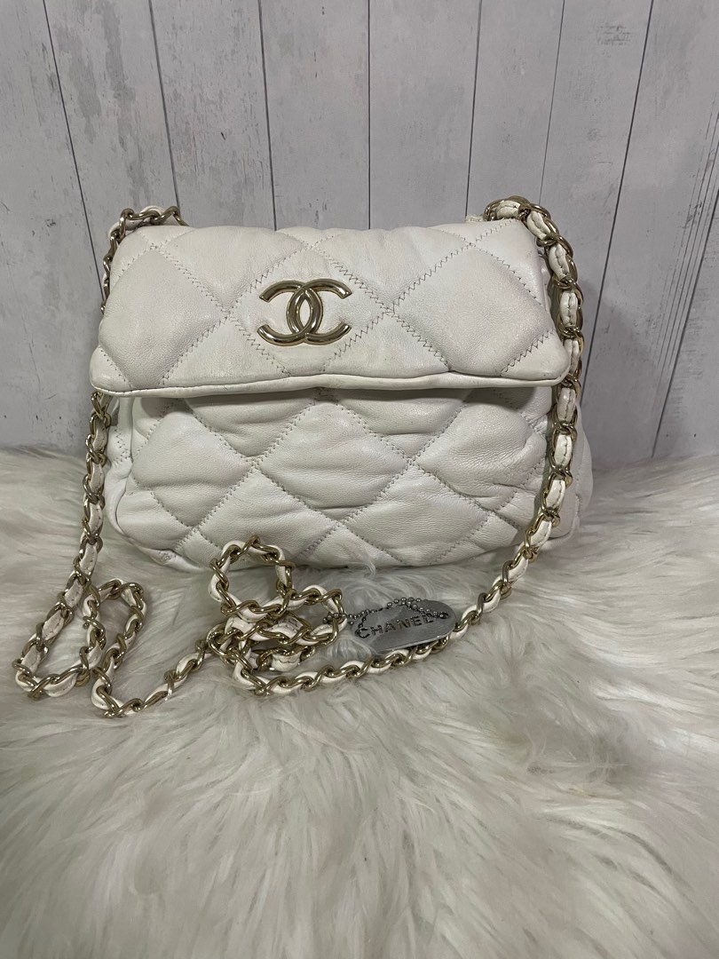 Chanel Quilted Sling Bag in White