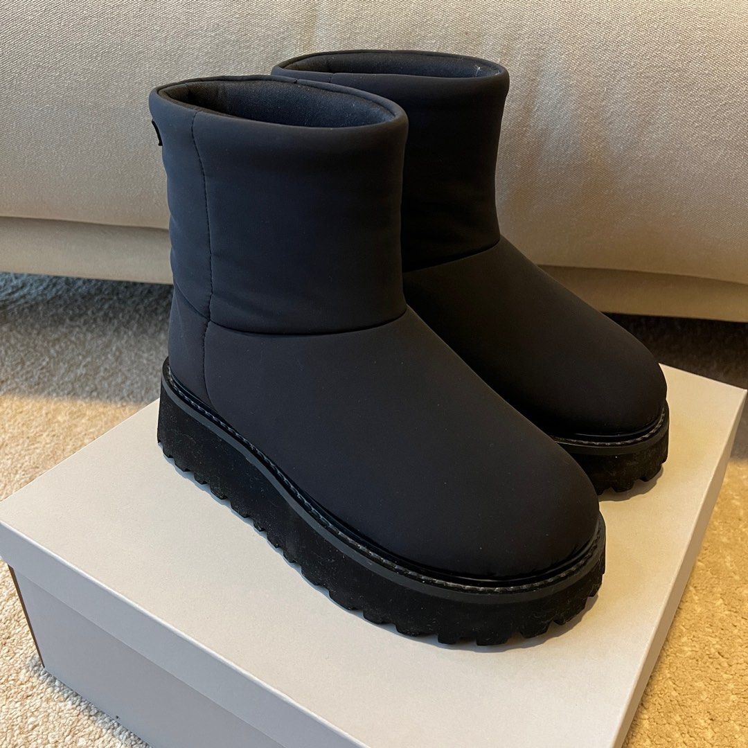 Charles Keith Winter Black Boots Romilly Puffy Ankle Boots