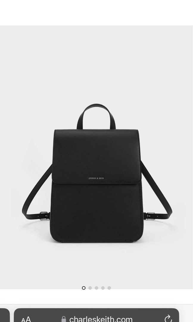 Charles Keith Bagpack Front Flap Structured Backpack Noir