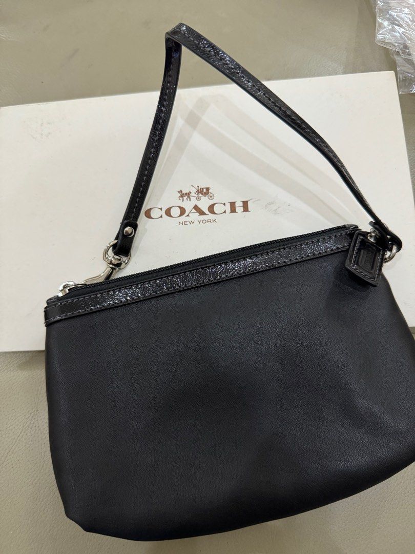 Coach black wristlet bag deals