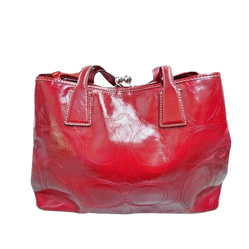 Red patent leather coach purse discount