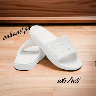CROCS Classic Slide Sandals, White,