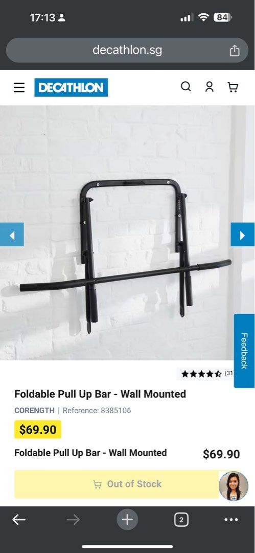 Folding Wall-Mounted Pull-Up Bar CORENGTH