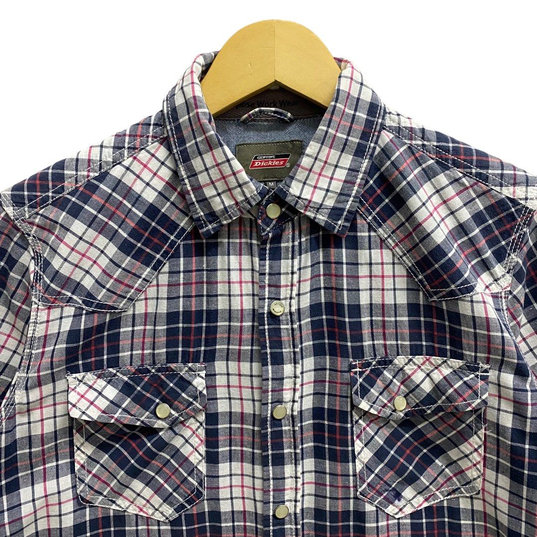 Dickies Western Shirt Pearl Snap Button Size M Men s Fashion