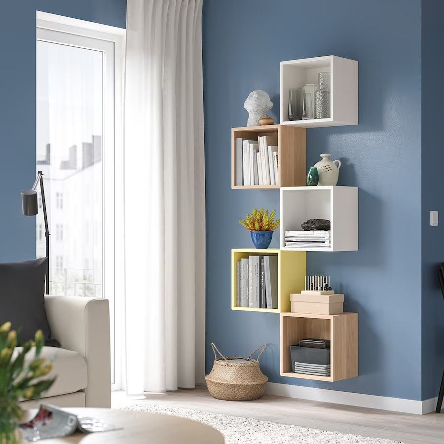Eket Wall Cabinet with Glass Door Natural Oak Furniture Home