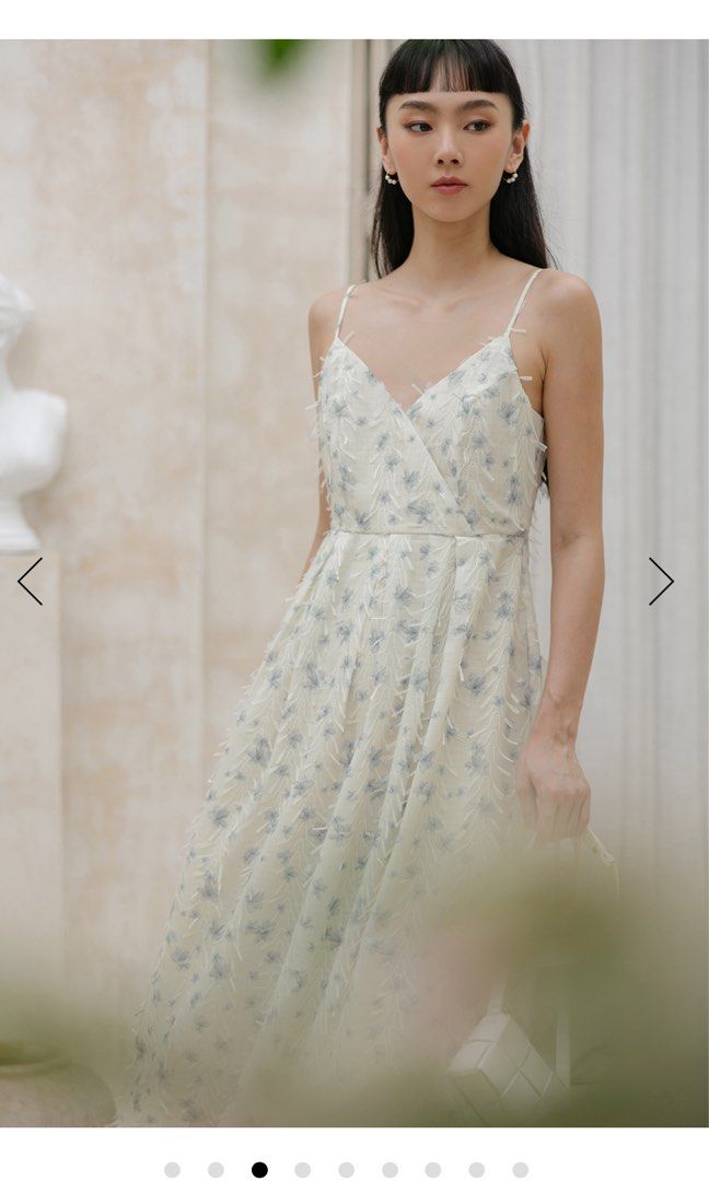 White floral tulle maxi dress outlet