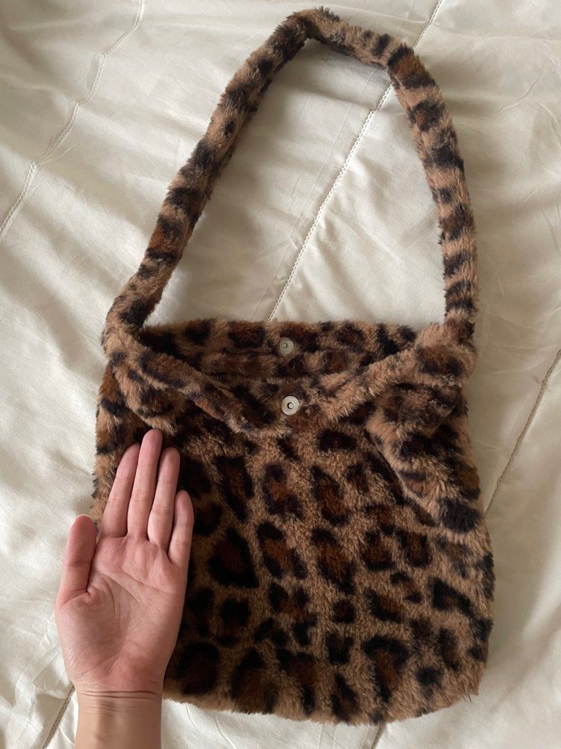 Fluffy Leopard Print Shoulder Bag Women s Fashion Bags Wallets