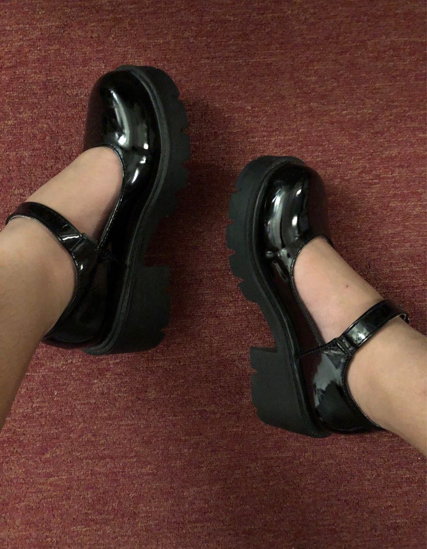 glossy mary janes