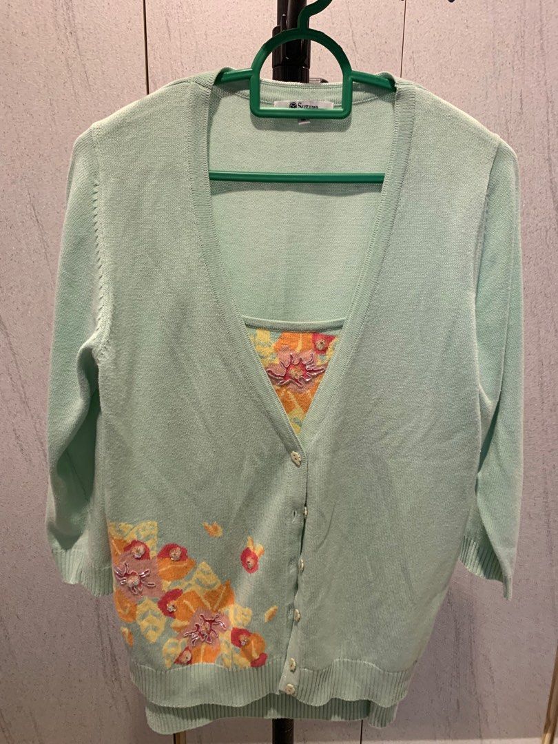 Green Blouse and cardigan set Women s Fashion Tops Blouses on