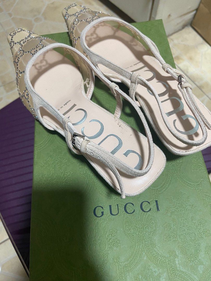 Gucci Embellished Slingback Heels Women s Fashion Footwear Heels on Carousell