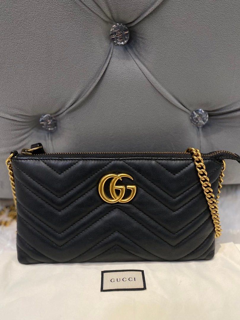 Gucci GG Mini Marmont Chain Pouch || Size 21x12 || Db ||