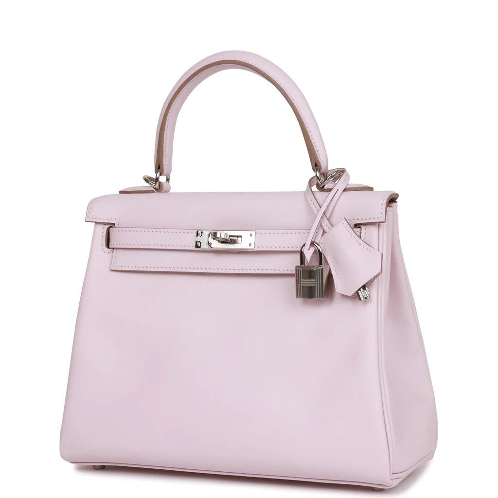 Hermes Kelly 25 leather handbag baby pink