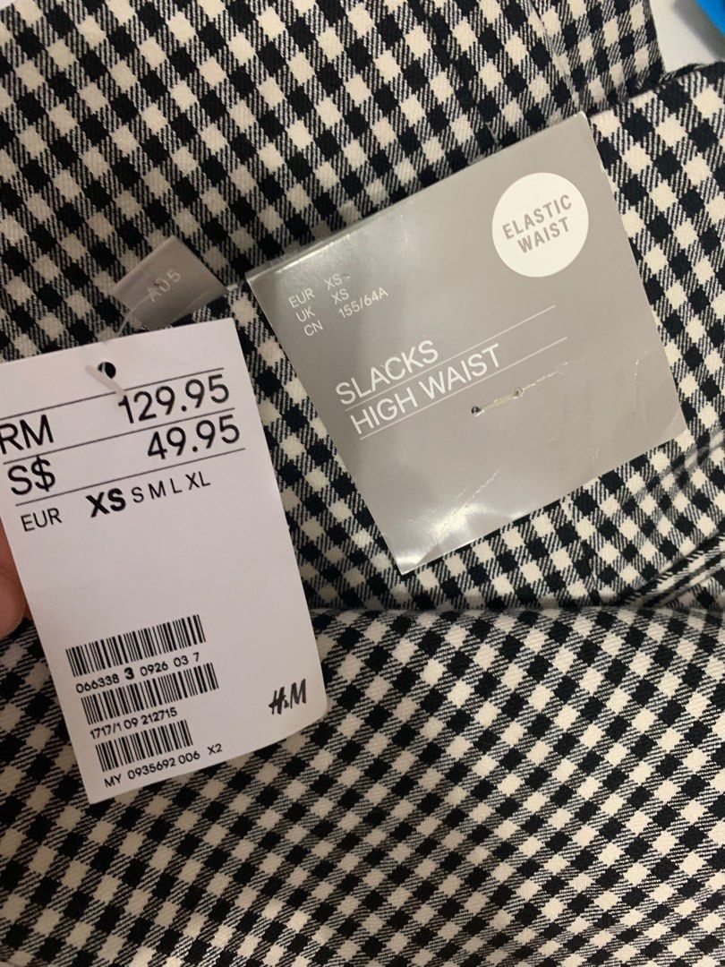 H M High Waist gingham slacks pants