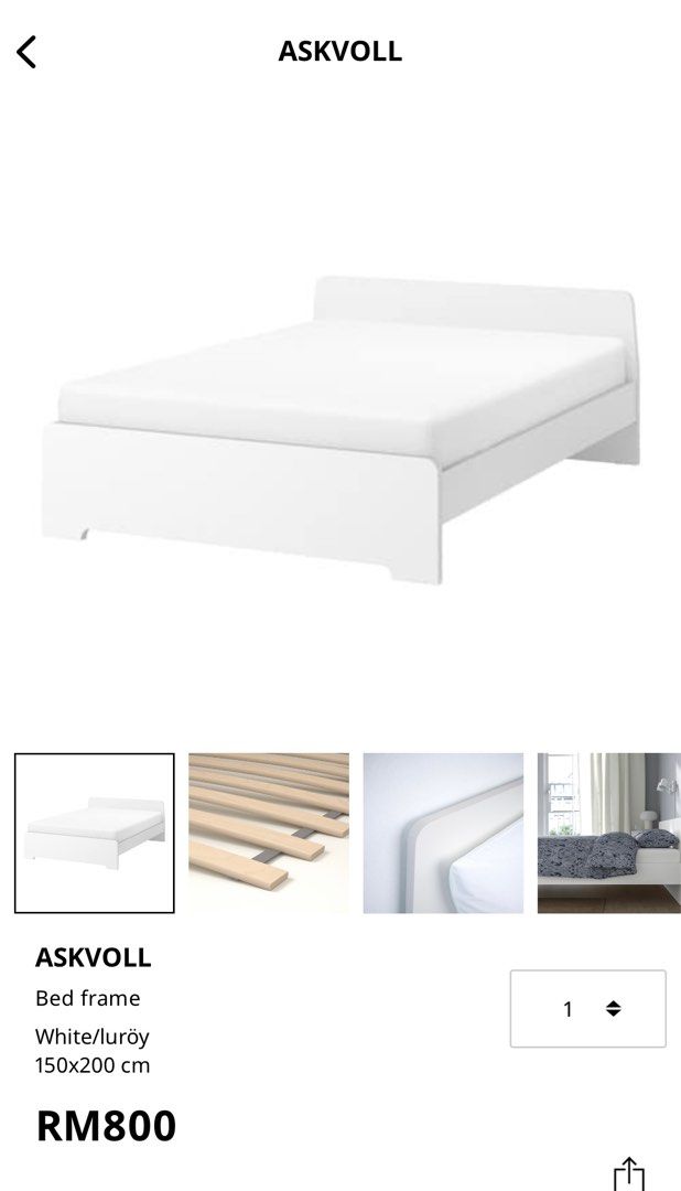 IKEA Askvoll queen size bed with mattress, Furniture & Home Living
