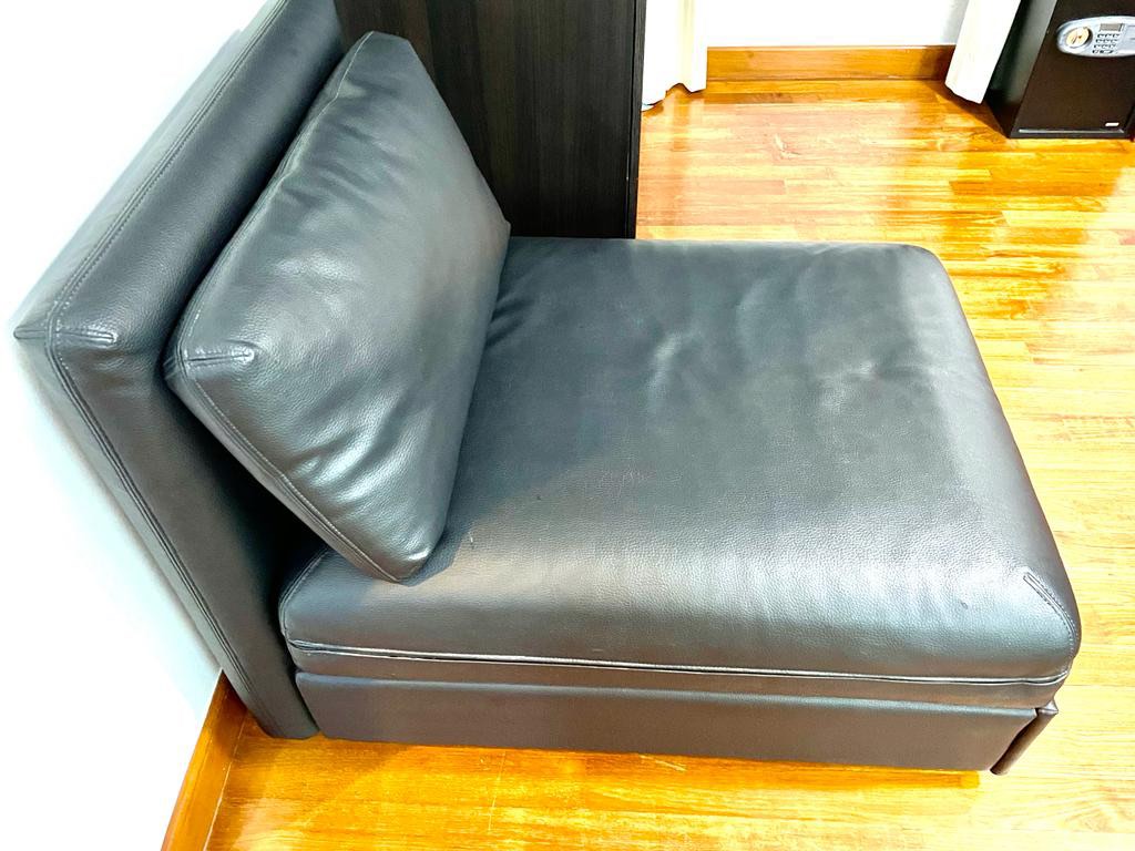 IKEA Black Leather Sofa Bed / Day Bed, Furniture & Home Living