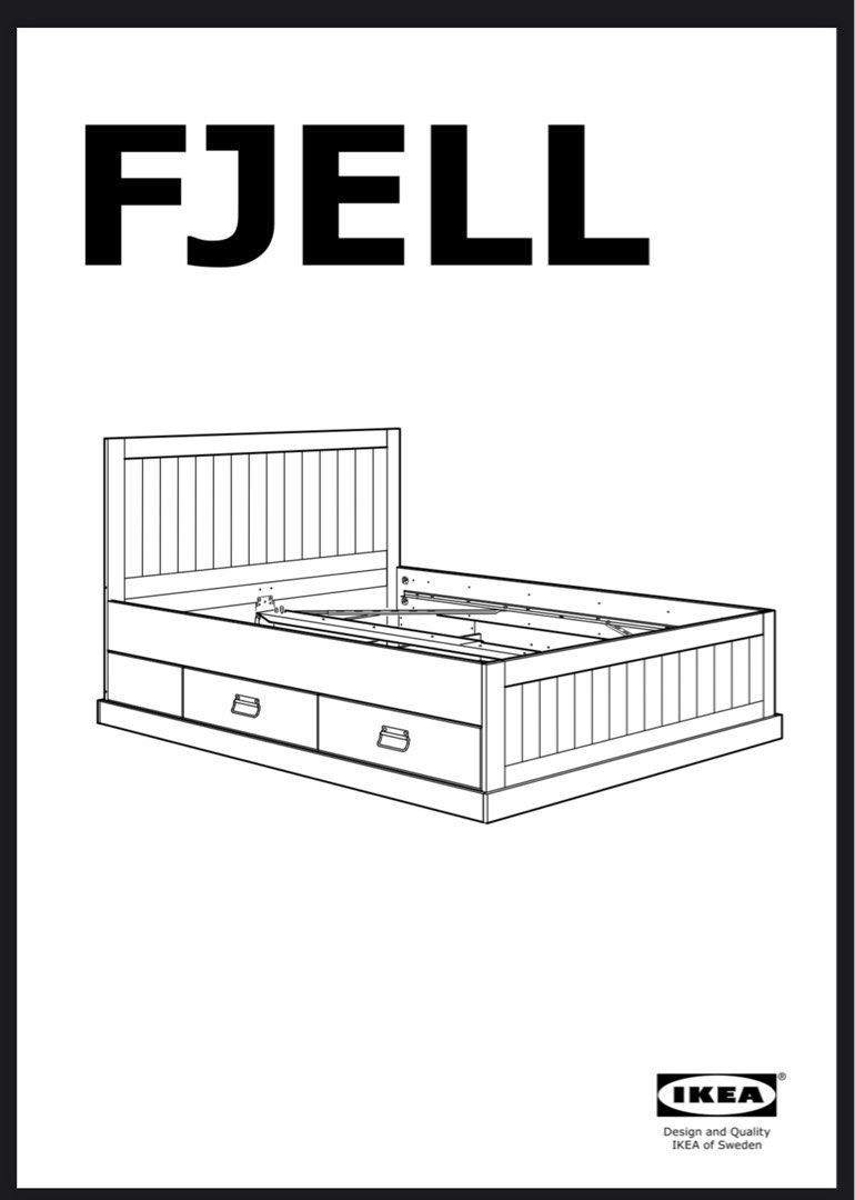 IKEA FJELL black bed frame, Furniture & Home Living, Furniture, Bed