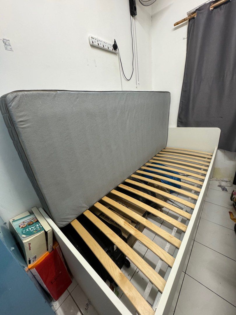 IKEA HOVAG SINGLE BED AND MATTRESS, Furniture & Home Living, Furniture