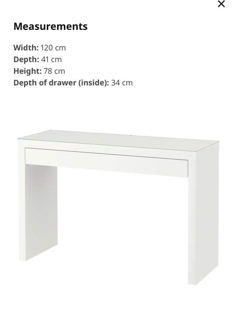 Ikea malm online desk dimensions