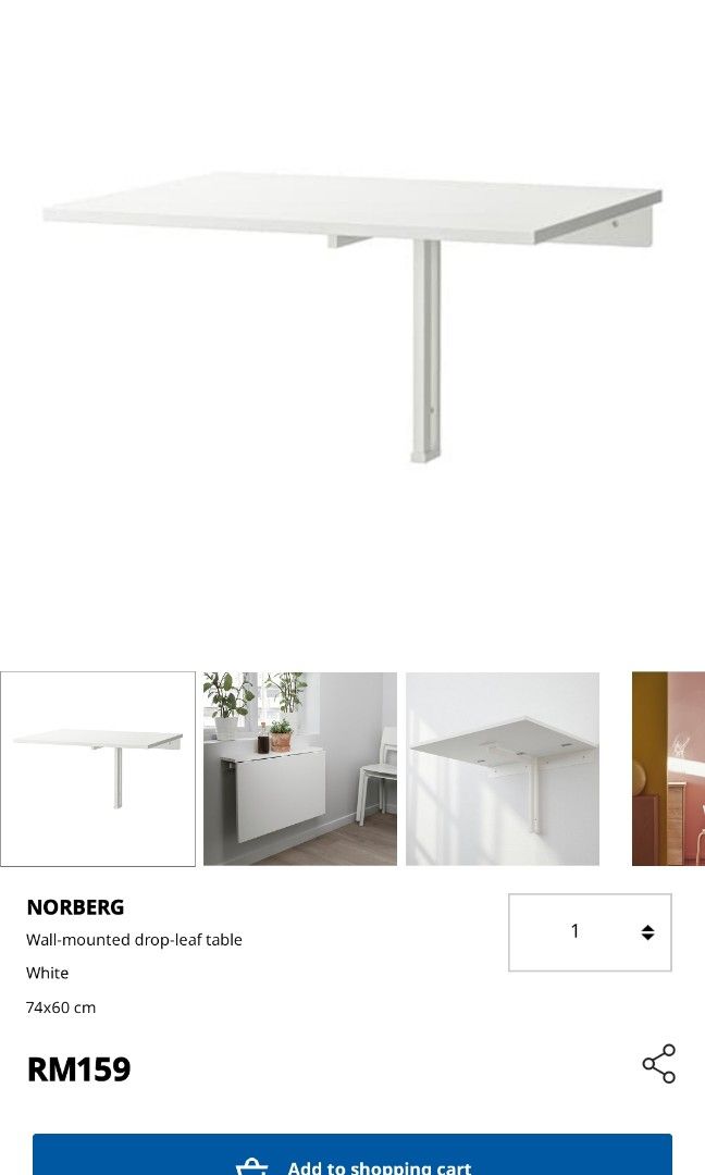 IKEA Norberg Fold Table, Furniture & Home Living, Furniture, Tables