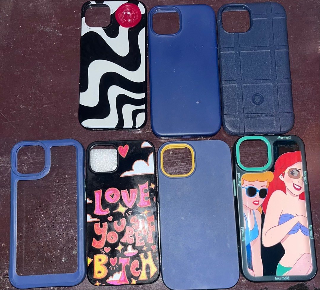 Iphone 13/14 cases bundle (Category: Cases & Sleeves) located in Bacolod City. Submitted by prelovedbyabb (Listing ID 1277595389, Image 1). Description: • take all for 100 pesos •rfs: decluttering • no flaws .
