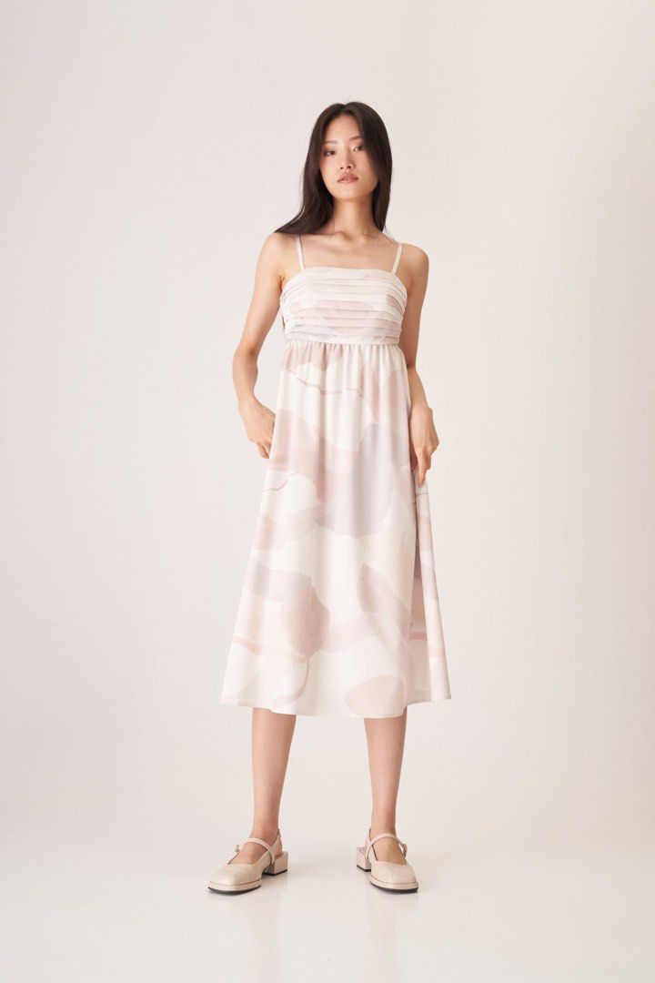 Oasis coral 2025 pleated dress