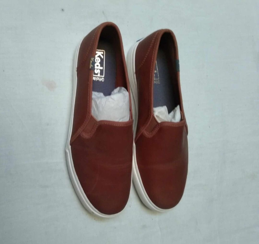 Keds Brown Leather Slip On Sneakers