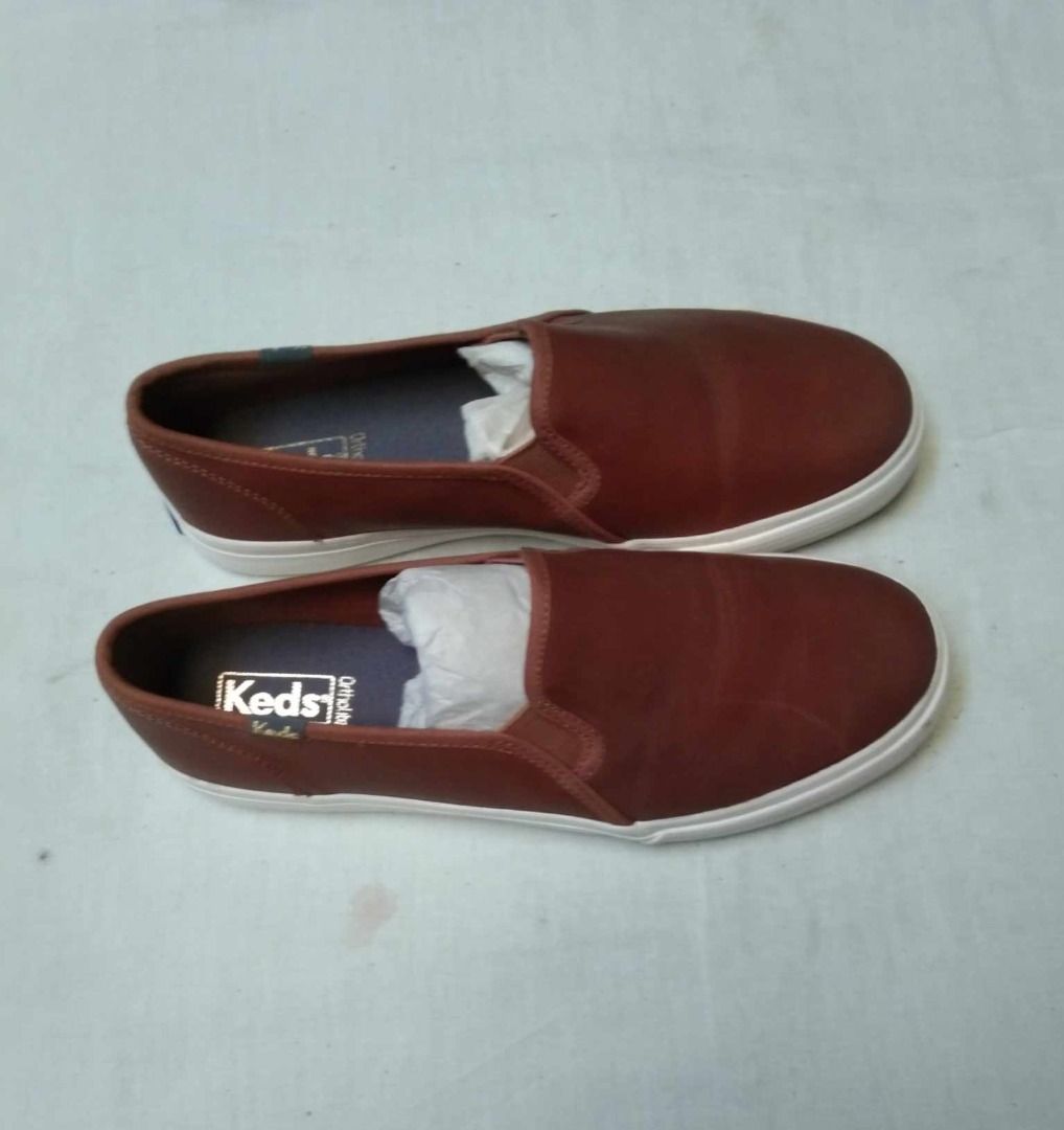 Keds Brown Leather Slip On Sneakers
