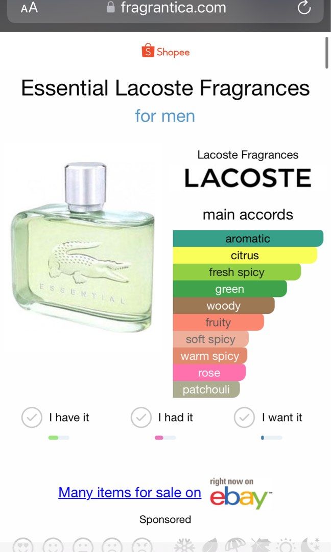 Fragrantica lacoste deals essential