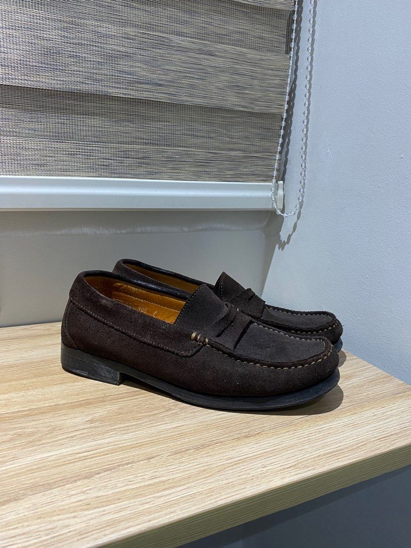 LACOSTE Vintage Suede Penny Loafers Brown