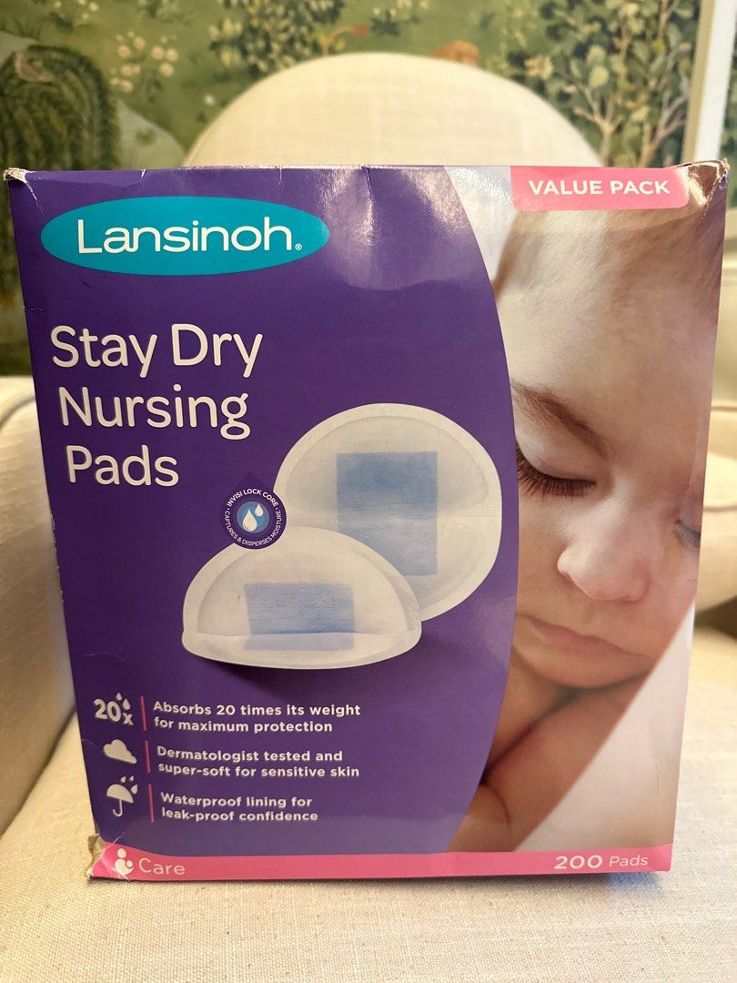 Lansinoh Stay Dry Disposable Nursing Pads for Breastfeeding, 200 Count  (Pack of 1)