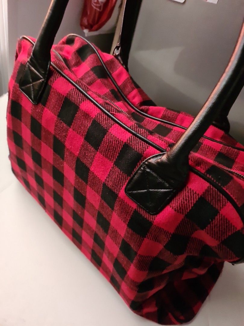 Large travel bag 47x34cm depth 14cm red checkered Women s