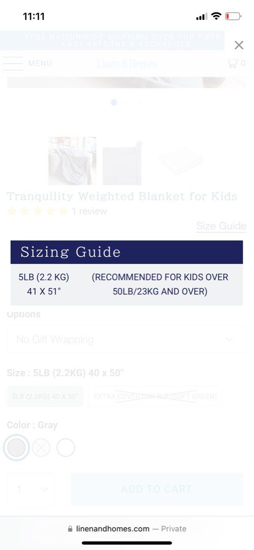 Linen & Homes kids tranquility weighted blanket (Category: Children's Beds) located in Makati City. Submitted by kdl123 (Listing ID 1277389002, Image 3). Description: Linen & Homes white tranquility blanket with cover . Weight: 5lb. Recommended for kids over 50lb 41 x 51” Used only a few times since my kids outgrew it . Lightly used . Bought for around 2k. Selling P1,400 (I have 2) Location: pasig.