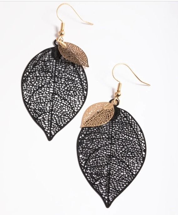 Lovisa Black Double Leaf Drop Earrings