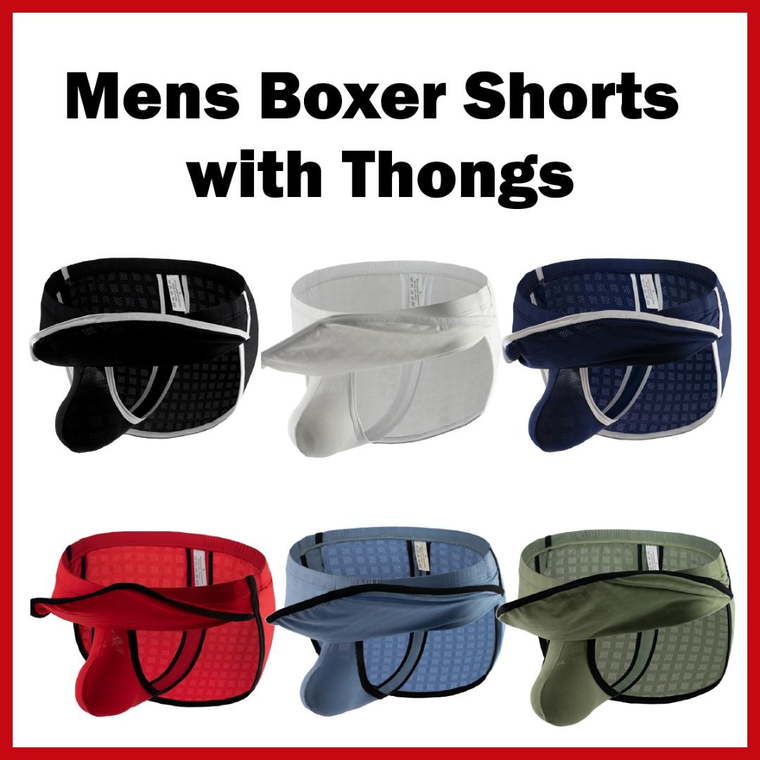 Men Boxer Shorts with Thong Men G String Jockstrap, Men's Fashion ...