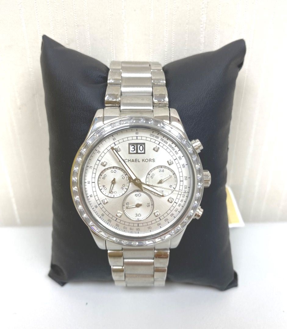 Michael Kors Brinkley Chronograph Silver Dial Ladies Watch MK6186