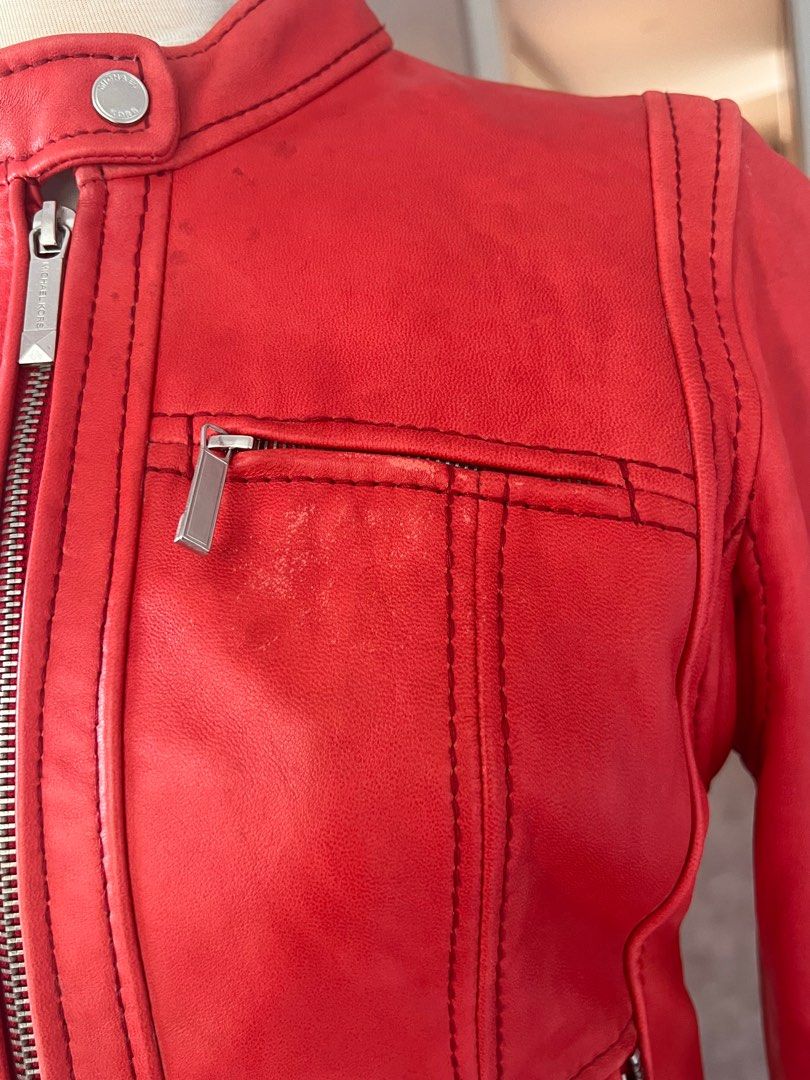 Michael kors shop red leather jacket