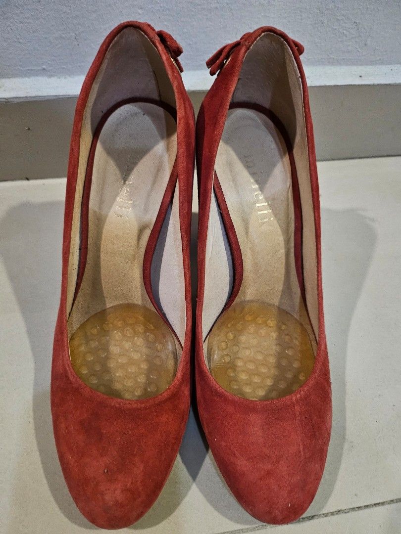 Red 3 inch block heels outlet